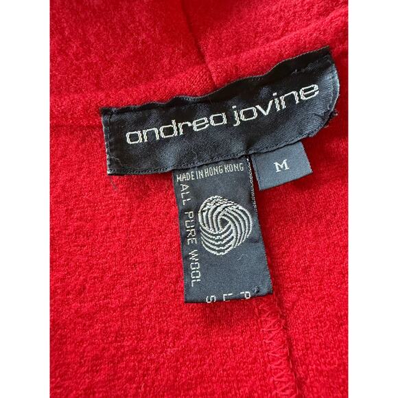 Andrea Jovine Womens Boiled Wool Fringe Oversized Jacket Red Wool Vintage Medium - Picture 7 of 8